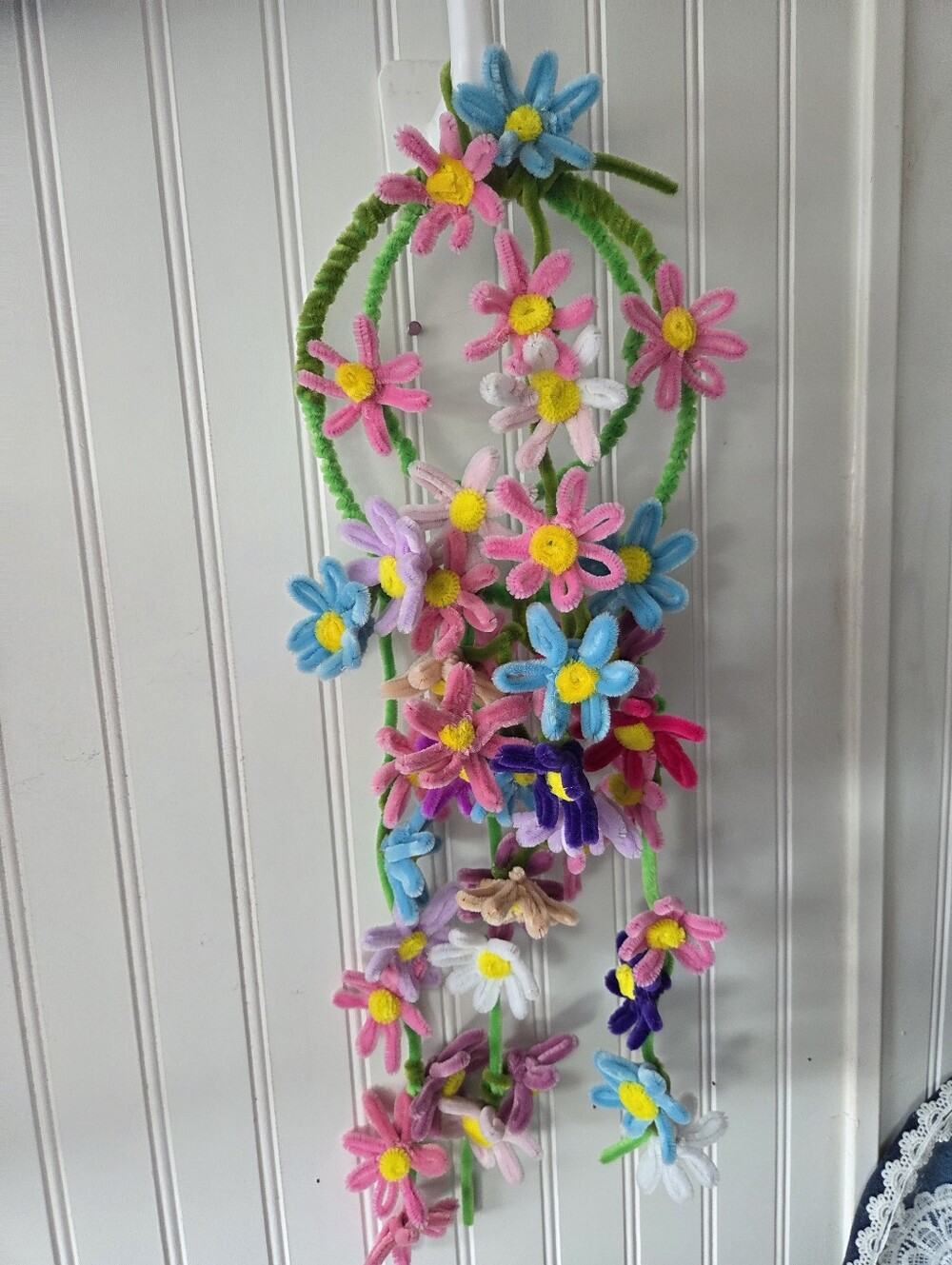 Handmade Multicolor Lighted Floral Wall Hanging – Cheerful Floral Home Decor - Picture 3 of 3